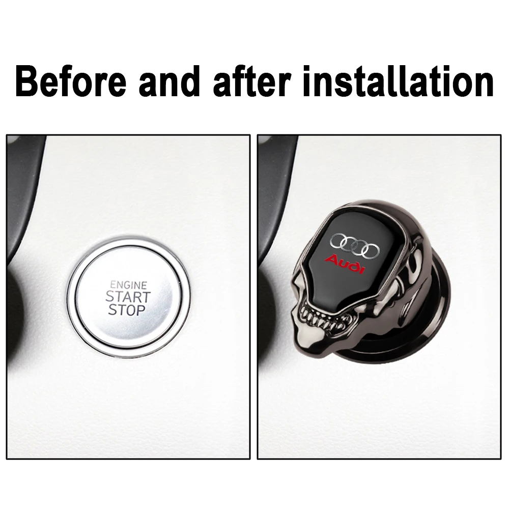 For Audi Sline RS A6 Q3 A3 B5 B9 Q7 8V A5 A4 C6 C5 Q5 S Metal Car One-touch Engine Start Stop Button Protective Cover ​Sticker view 6