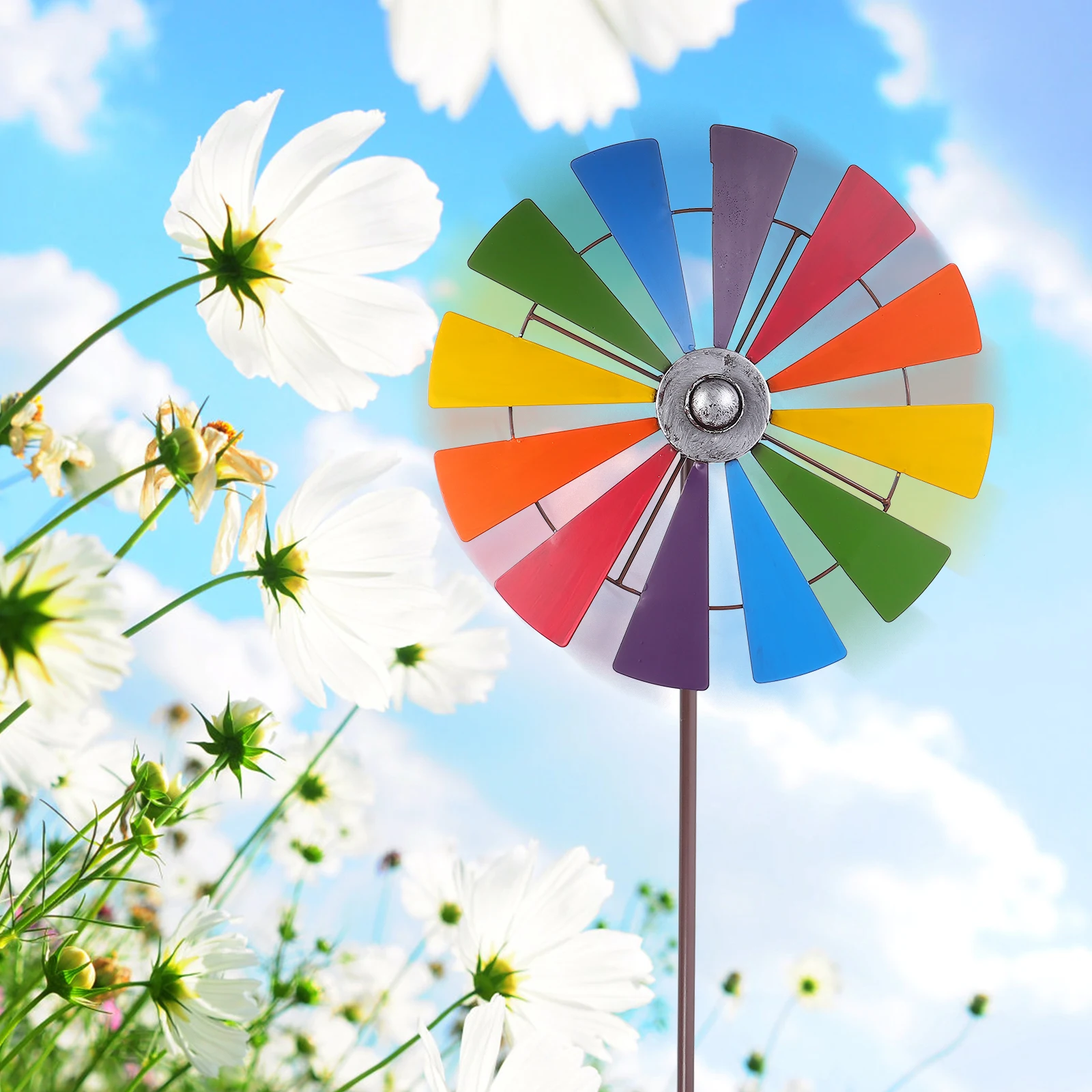 

Iron Art Windmill Decor Durable Outdoor Garden Spinner Pinwheel Birthday Christmas Holiday Lawn Courtyard Mini Model Display