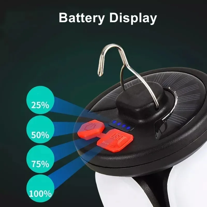 강력한 조명 서스펜션 접이식 조명, 야외 캠핑 비상 보조배터리, 태양열 충전, 출력 및 입력, 신제품