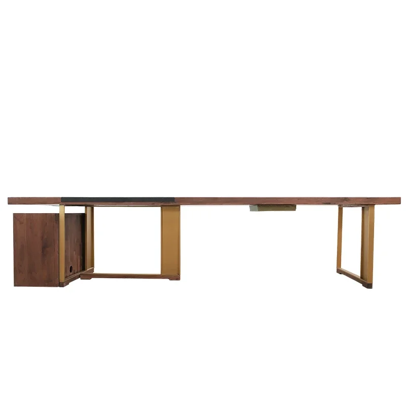 

New Chinese style North American black walnut tea table solid wood office reception negotiation table