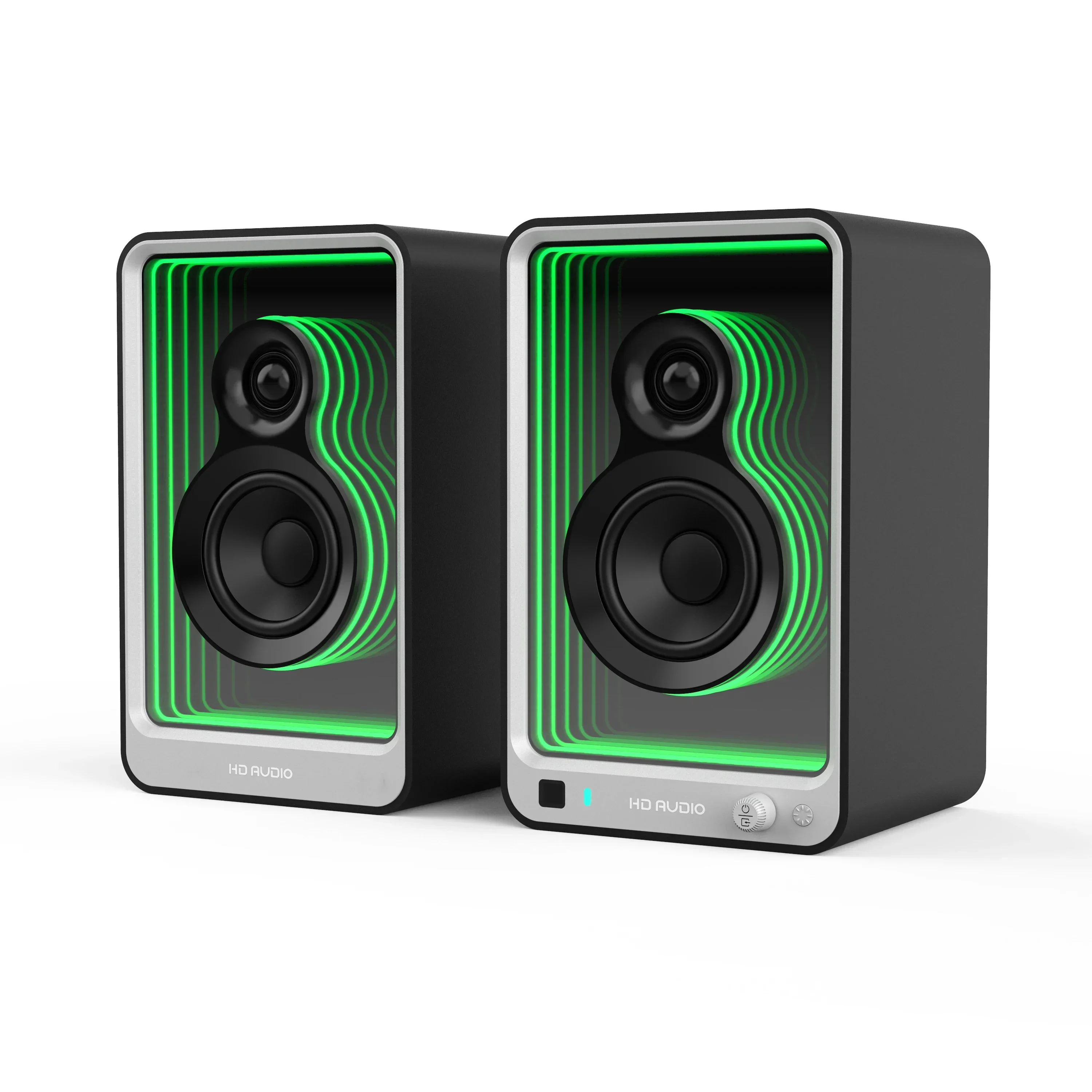 SR15 Series 2.0 Speaker SR15 40W Unique Design 3D Mirror  Beautiful Running Lighting Effects Bookshelf Speakers Computer Gaming