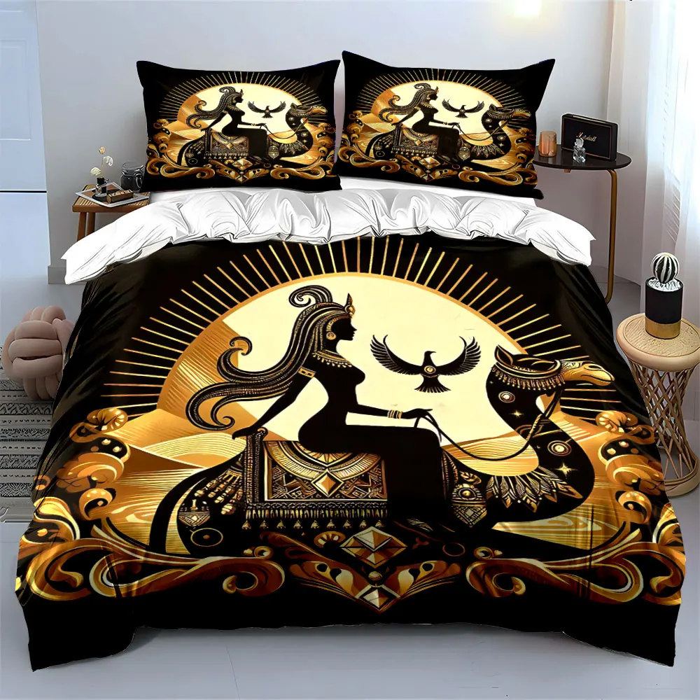 Golden Desert Queen Art Decor Soft Skin-Friendly Bedding Set Includes 1 Duvet Cover And 2 Pillowcase, Gift
