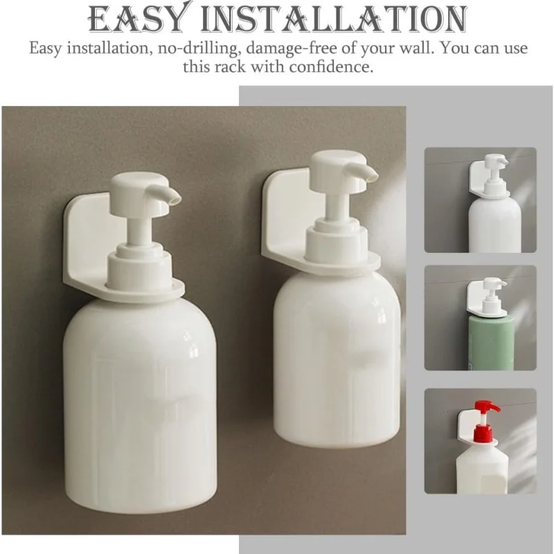 Adjustable Dispenser Bottle Holder Wall Mounted Adhesive Shampoo Lotion Hand Soap Bottle Hanger Bathroom Storage Rack