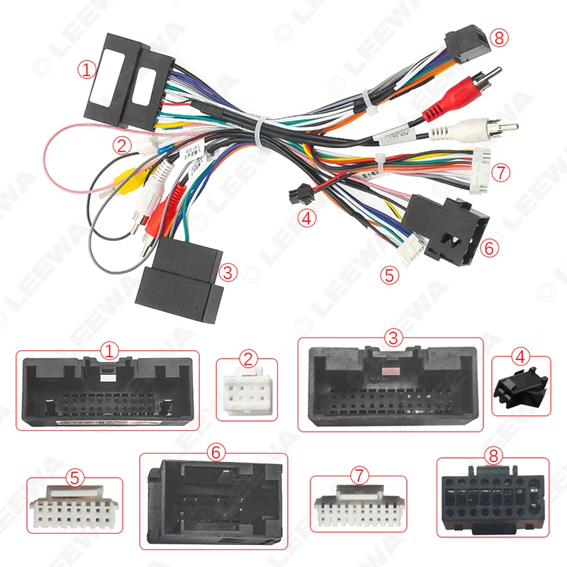 LEEWA Car Audio 16PIN Android Power Cable Adapter With Canbus Box For Ford Focus F150 Ranger Audio Power Wiring Harness  #CA6377