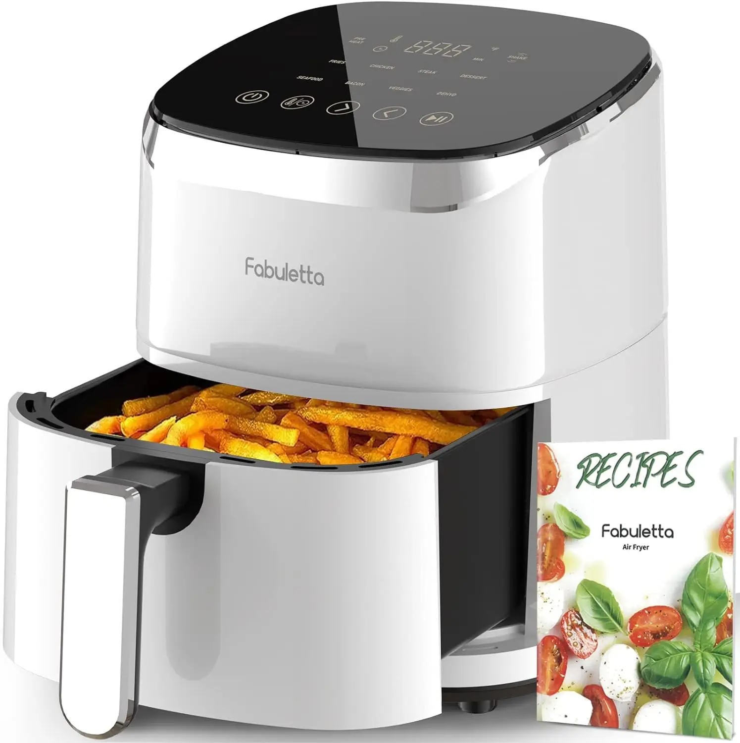 

White Air Fryers 4 Qt, Fabuletta 1550W 9 Preset Cookings Air Fryer Oilless Cooker, Shake Reminder, 450°F freidora de aire,Temper