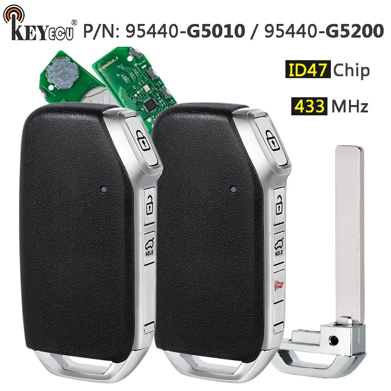 

KEYECU 433 МГц ID47 чип 95440-G5010/95440-G5200 бесконтактный смарт-брелок без ключа для Kia Niro 2019 2020 2021 2022