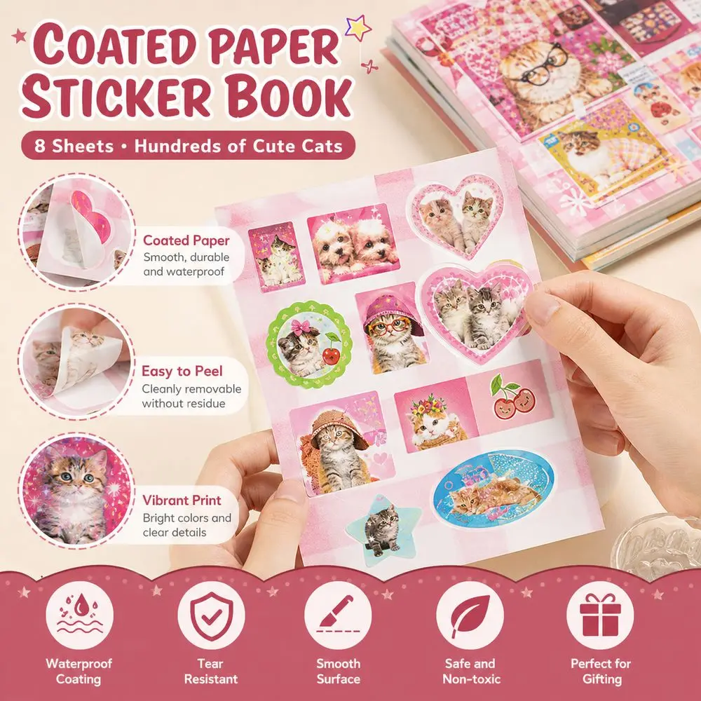 Matte Film Sticker Sheets Tactile Film Retro Style Decorative Stickers DIY Crafts Cat And Dog Patterns Cartoon Stickers