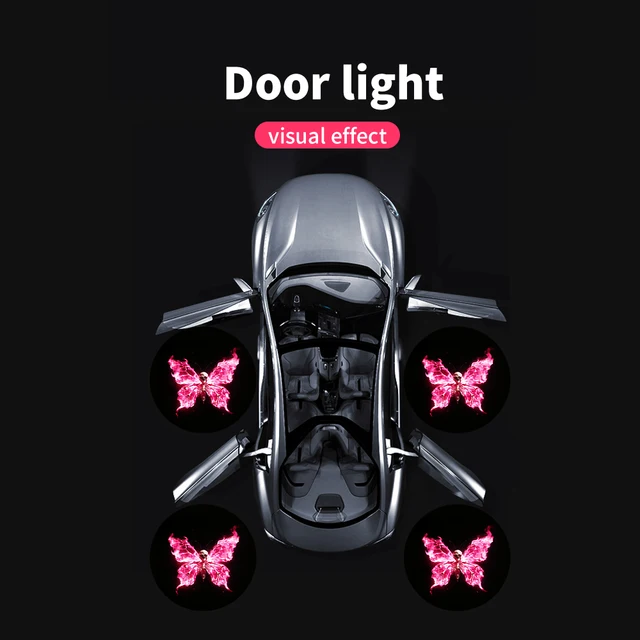 4pcs Door Light Logo LED Projector Car Door Step Courtesy Welcome Lights Cute Pattern Girl Gift Projection Light Festive Atmosphere Door Night Light 6