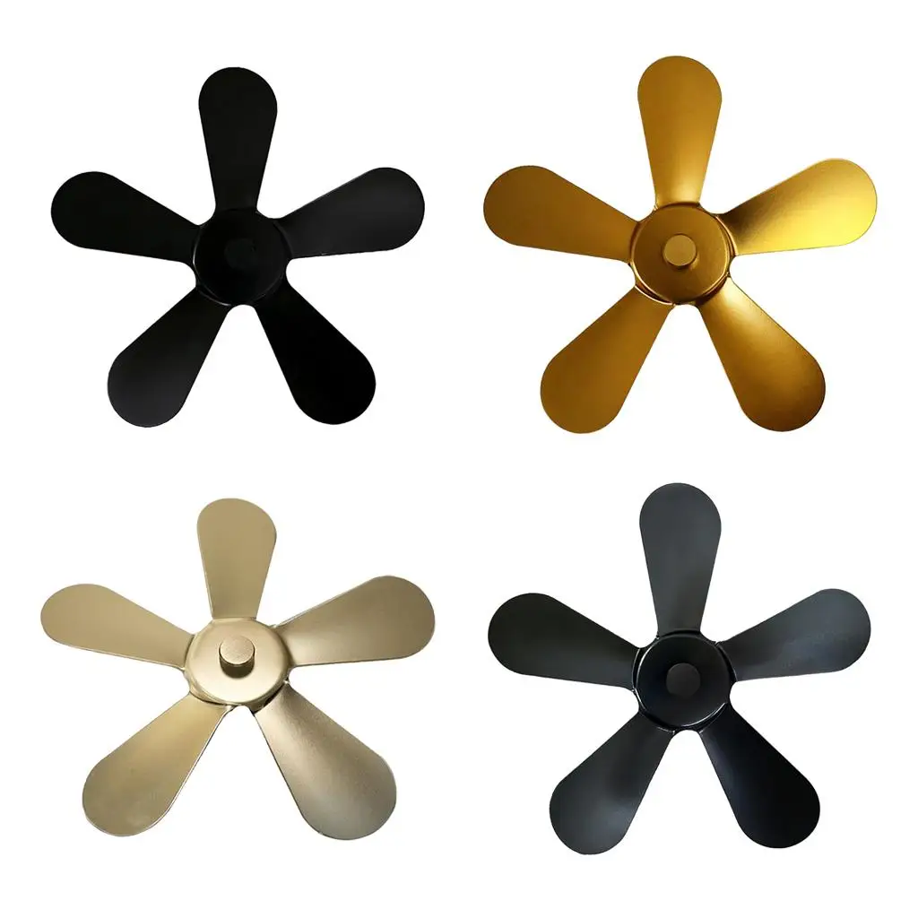 Replacement for Fireplace Fan, Aluminum Alloy 5 Blade Powered Fireplace Fan Blade Universal Burning Stove