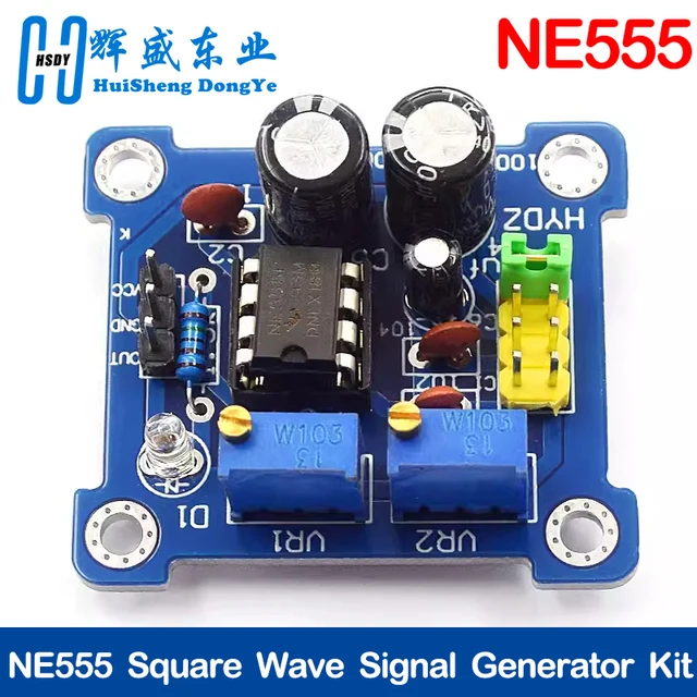 NE555 Generator impulsów Rozrusznik impulsów Cykl pracy i moduł z regulacją częstotliwości Zestaw do samodzielnego montażu Oscylator Generator sygnału prostokątnego