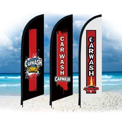 Car Wash Feather Flag Only Swooper Without Pole Beach Flag Clean Custom Outdoor Advertising Decoration Banner