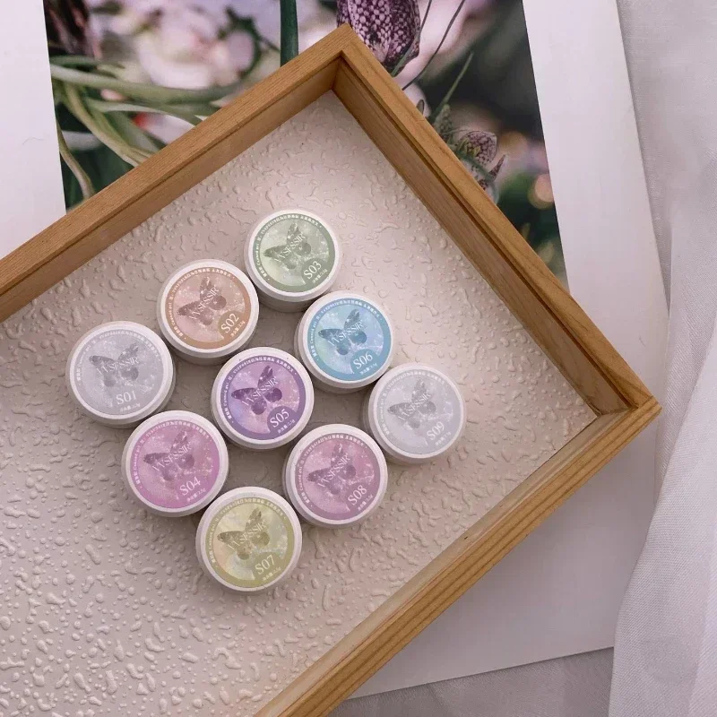 9pc 2.5g prego fada pó sólido magia multicolorido glitter poeira para gel polonês efeito reflexivo aurora cromo esfregando decoração do prego