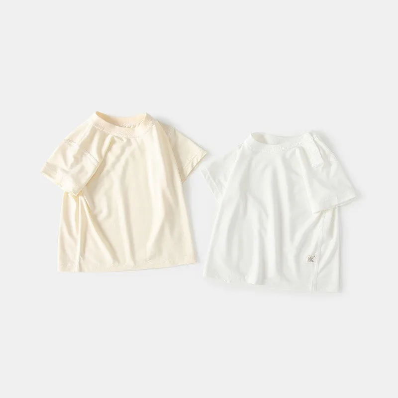 Baby Clothing Bamboo T-Shirt 3-24 Months Boy Girl Summer Short Sleeve Solid Color Round Neck Tees Soft Newborn Casual Tops