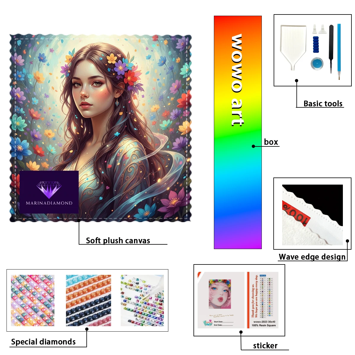 

【MARINA Diamond Art】The girl with falling flowers Crystal AB Rhinestone FD Rhinestone Perfect Resin Diamond