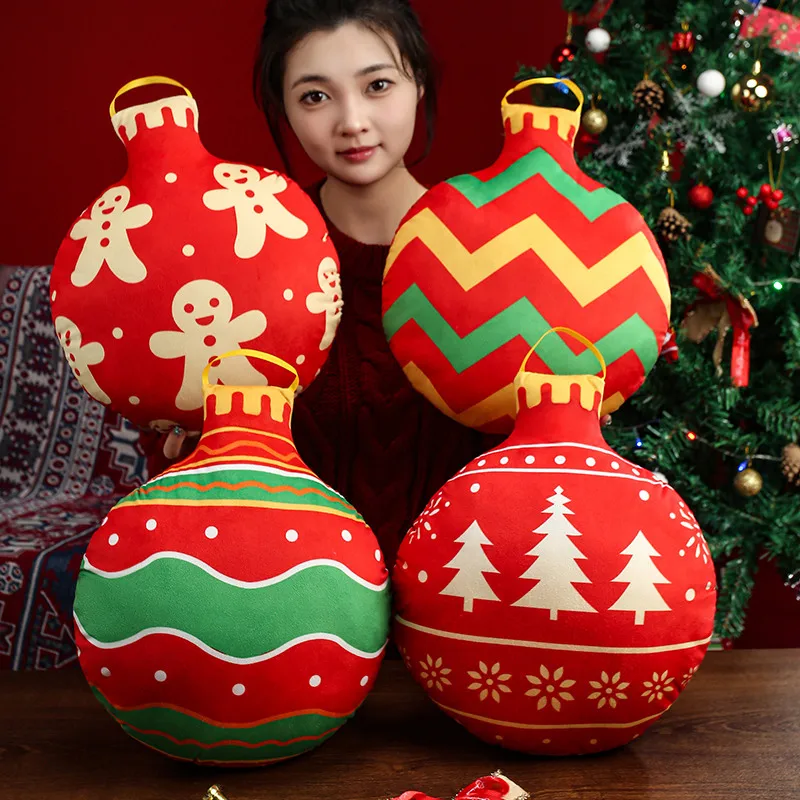 Nowa Klasyczna Świąteczna Seria Poduszki Dekoracyjne Cukierek Lizak Płatek Śniegu Bombki Świąteczne Lalka Miękka Poduszka na Sofę Dekoracja Festiwalowa ﻿