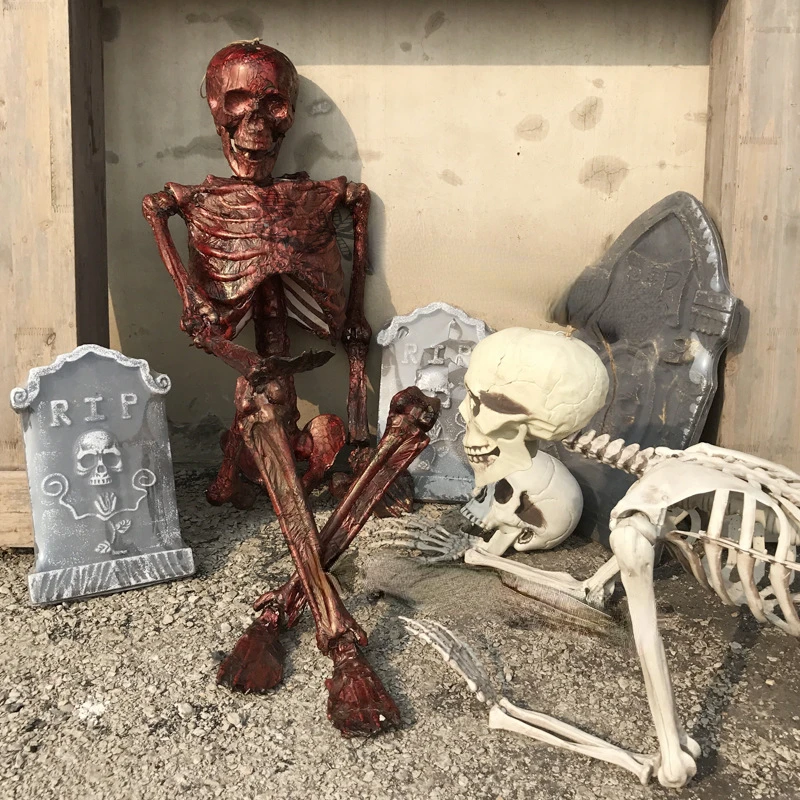 Halloween Simulation Human Plastic Skeleton Skeleton Secret Room Haunted House KTVcos Bar Decoration Scene Props Ornament