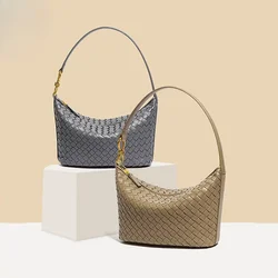 Niche Hand-woven Bags Fashionable Shoulder Messenger Bags Casual Women's Simple Portable Lunch Box Bags Trendy Underarm Bags