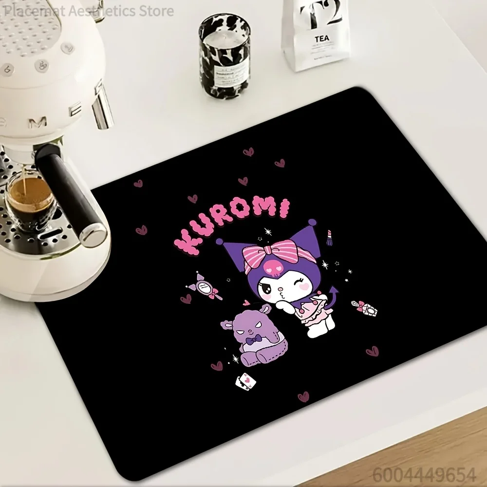 Gothic K-Kuromis Pink - Gothic K-Kuromis Cute Dish Drying Mat, Kitchen Utensils 1pc Coffee Machine Absorbent Mat - Non-slip Kitc