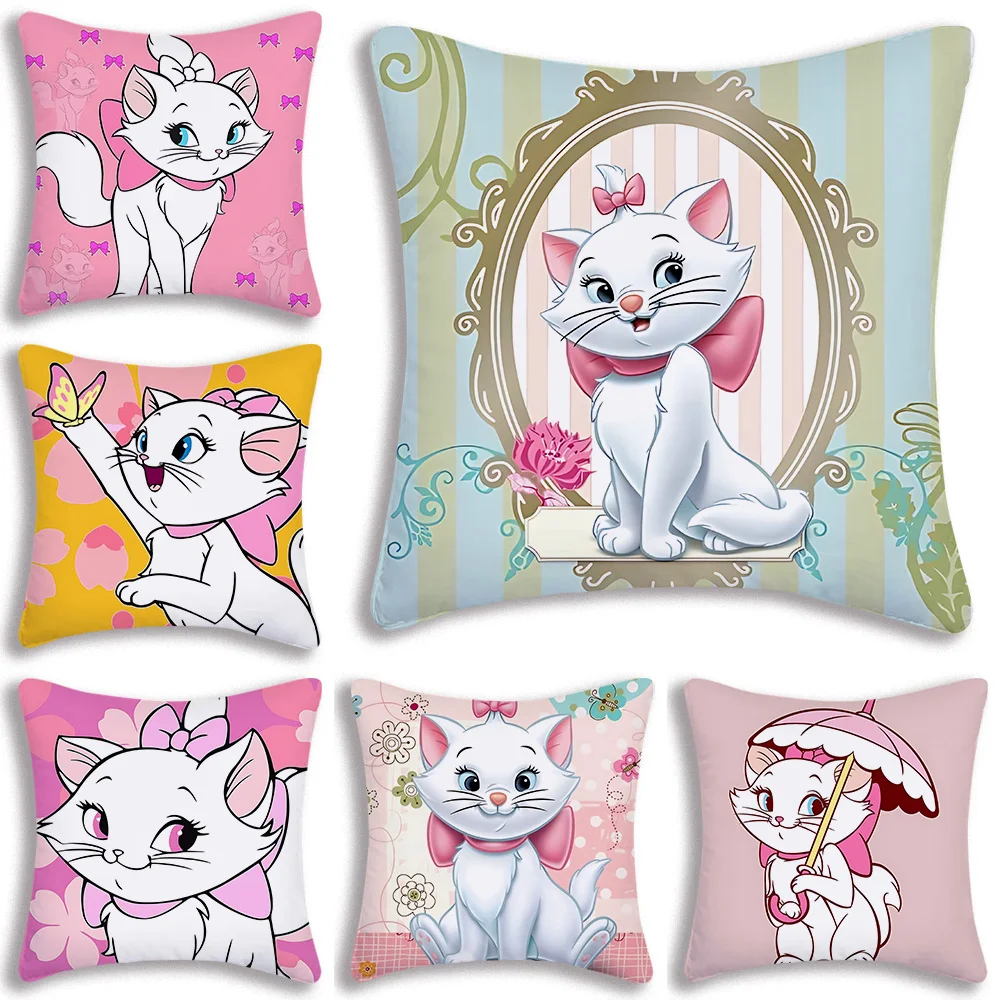 

Disney Lady Marie Cat Pillow Covers Cartoon Sofa Decorative Home Double-sided Printing Short Plush Cute Cushion Cover