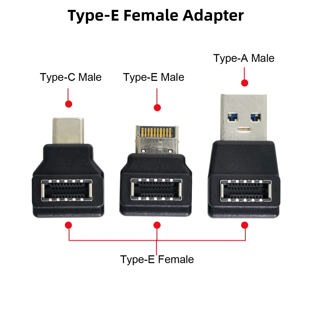 

USB Type-C/Type-A/Type-E Male to USB 3.1 Type-E Female Front Panel Socket Motherboard Header Conversion Adapter for Desktop PC