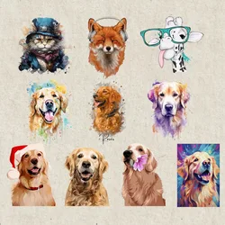 26cm/7cm Cartoon Labrador Cute puppy DTF Vinyl Sticker Heat Transfer Stickers for Clothing Bags and Hats fox & Cat Animal decals