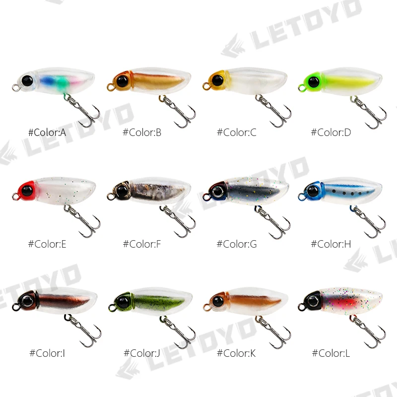 LETOYO MuteBall Minnow 38F/Pencil38F 38mm 2.7g Surface Artificial Insect Bait Soft Plastic Body Mini Floating Trout Fishing Lure