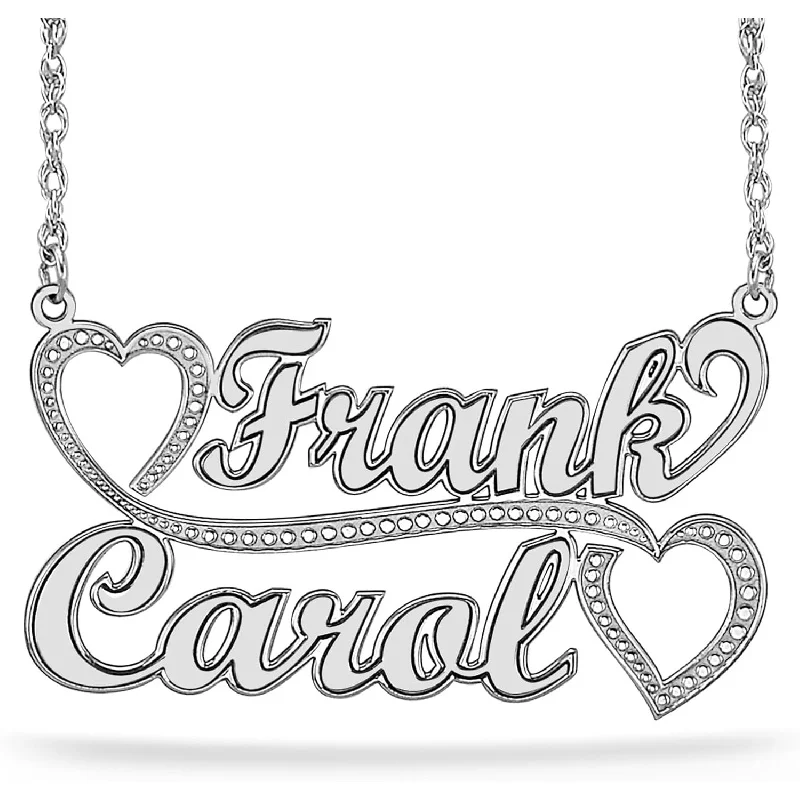 

Personalized Double Plated Nameplate Necklace - 18K Gold Plated Heart Custom Name Jewelry 5 Chain Sizes Gift for Women Men