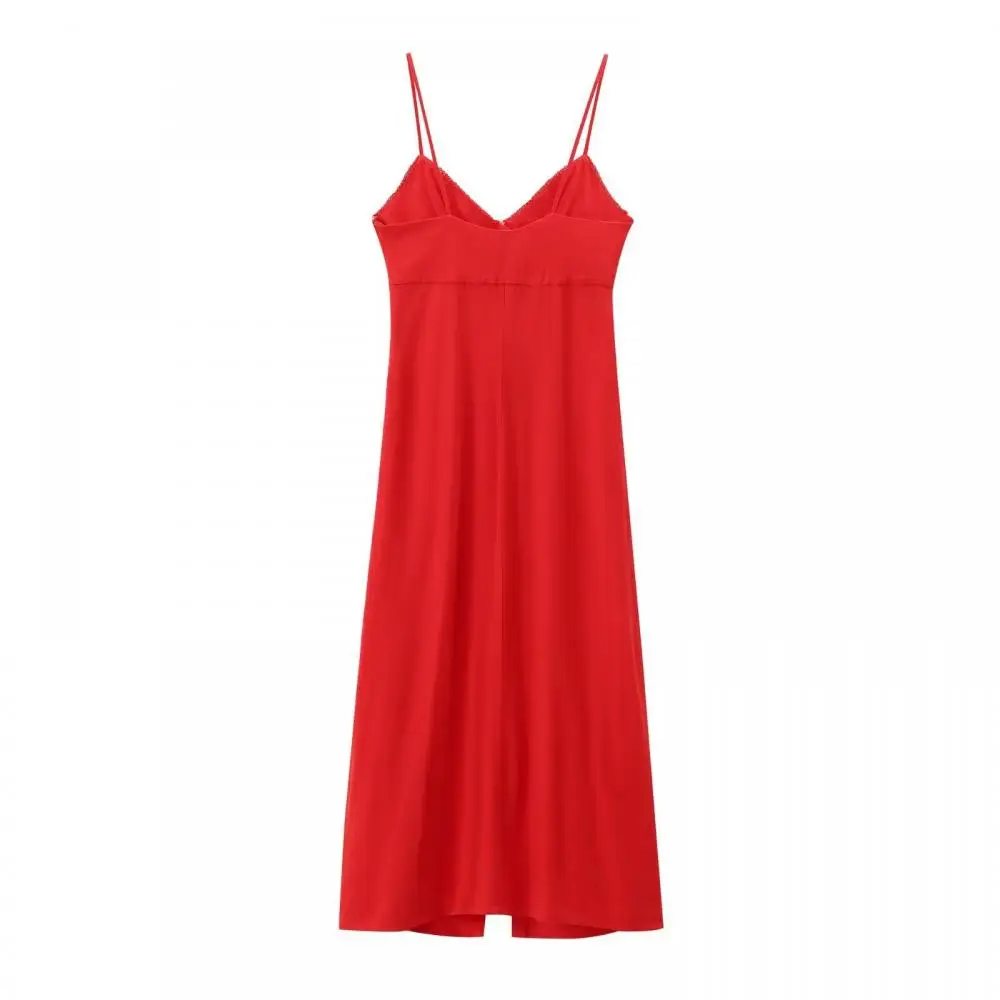 Vestido Halter con cuello en V para mujer, de color sólido Vestidos sin mangas, abertura de temperamento, botonadura única para fiesta, moda Sexy