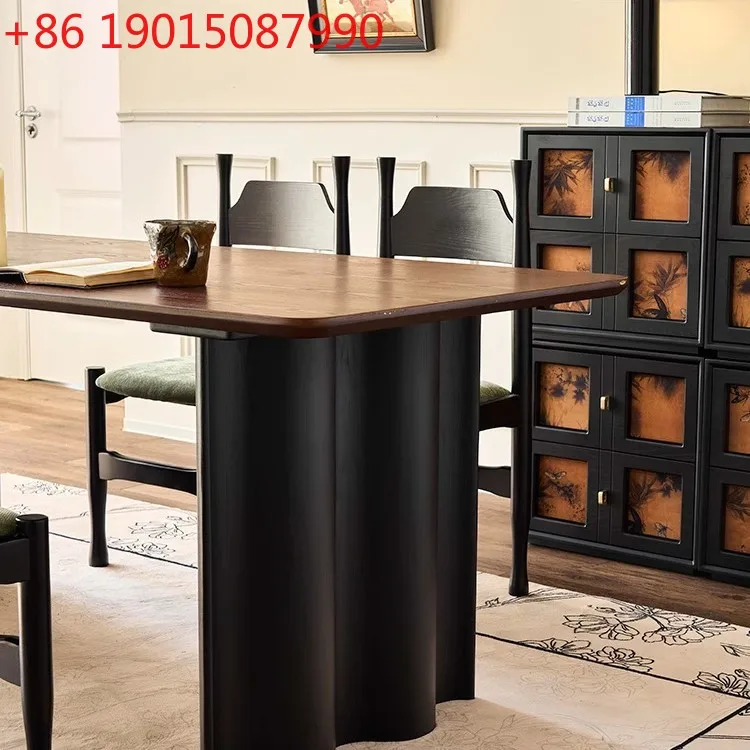 French retro solid wood  long table conference table small apartment home dining table designer rectangular