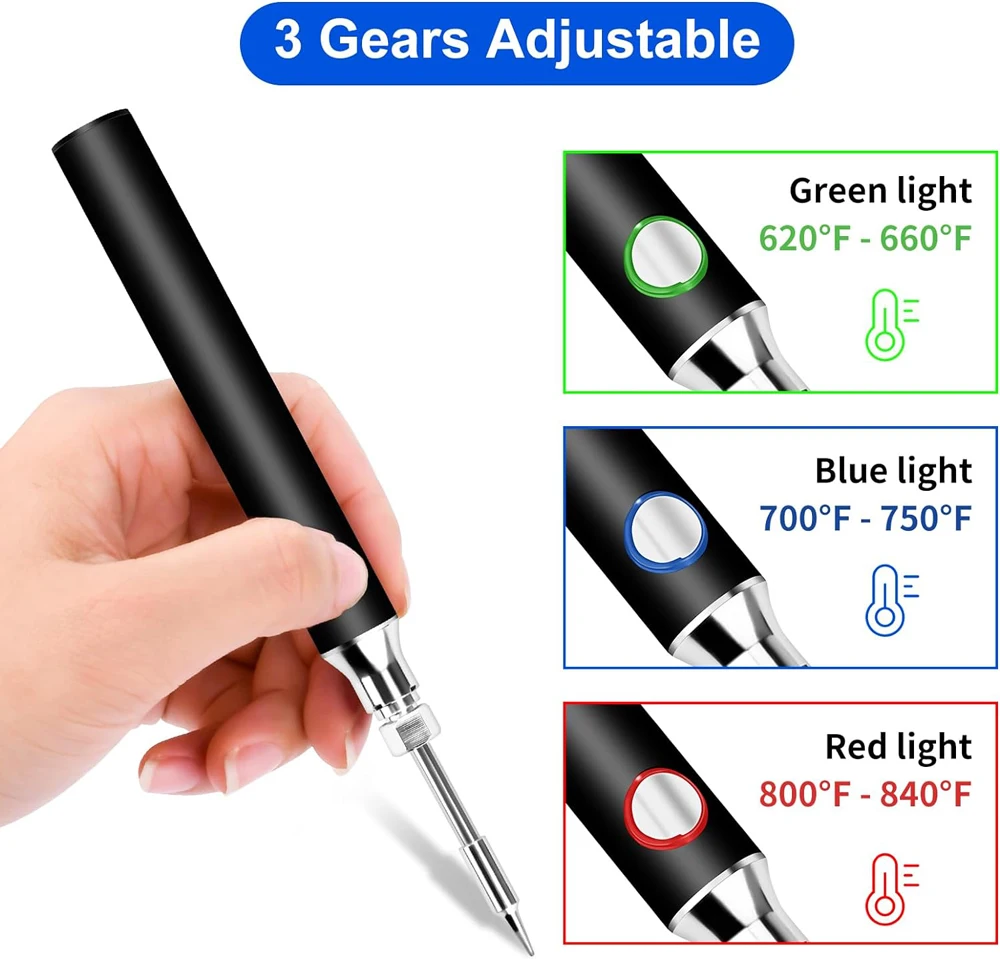 USB Rechargeable Portable Cordless Soldering Iron Tool Kit Temperature Adjustment Welding Tool Pen for Home Repair DIY