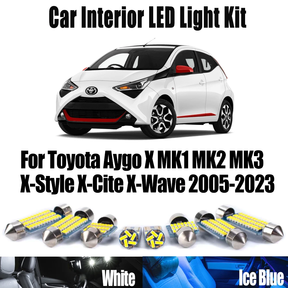 For Toyota Aygo X MK1 MK2 MK3 X-Style X-Cite X-Wave 2005- 2021 2022 2023 Car Accessories LED Interior Map Dome Bulbs Light Kit