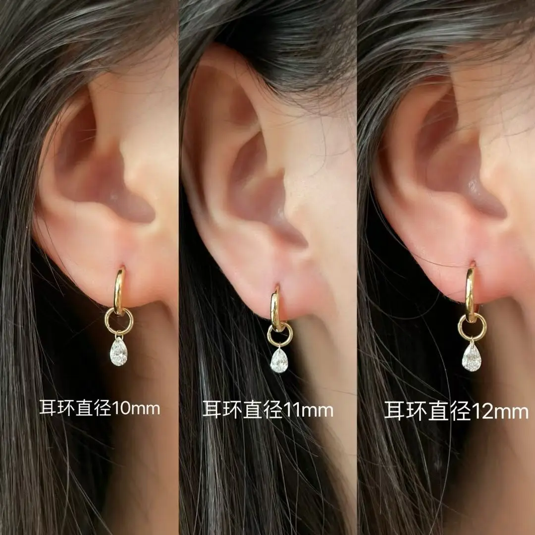 

French Fashion 925 Silver Teardrop Moissanite Drop Dangle Huggie Layered Earring For Women Solitaire Daily Fine Jewelry Bijoux