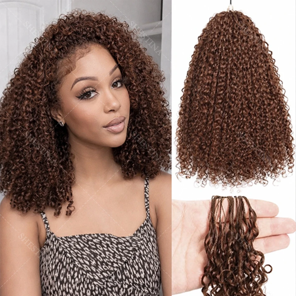 

Chocolate Brown kinky Curly Crochet Human Hair Extensions 12A Small Spirals Curly Crochet Hair Pre-divided Knotless For Braid