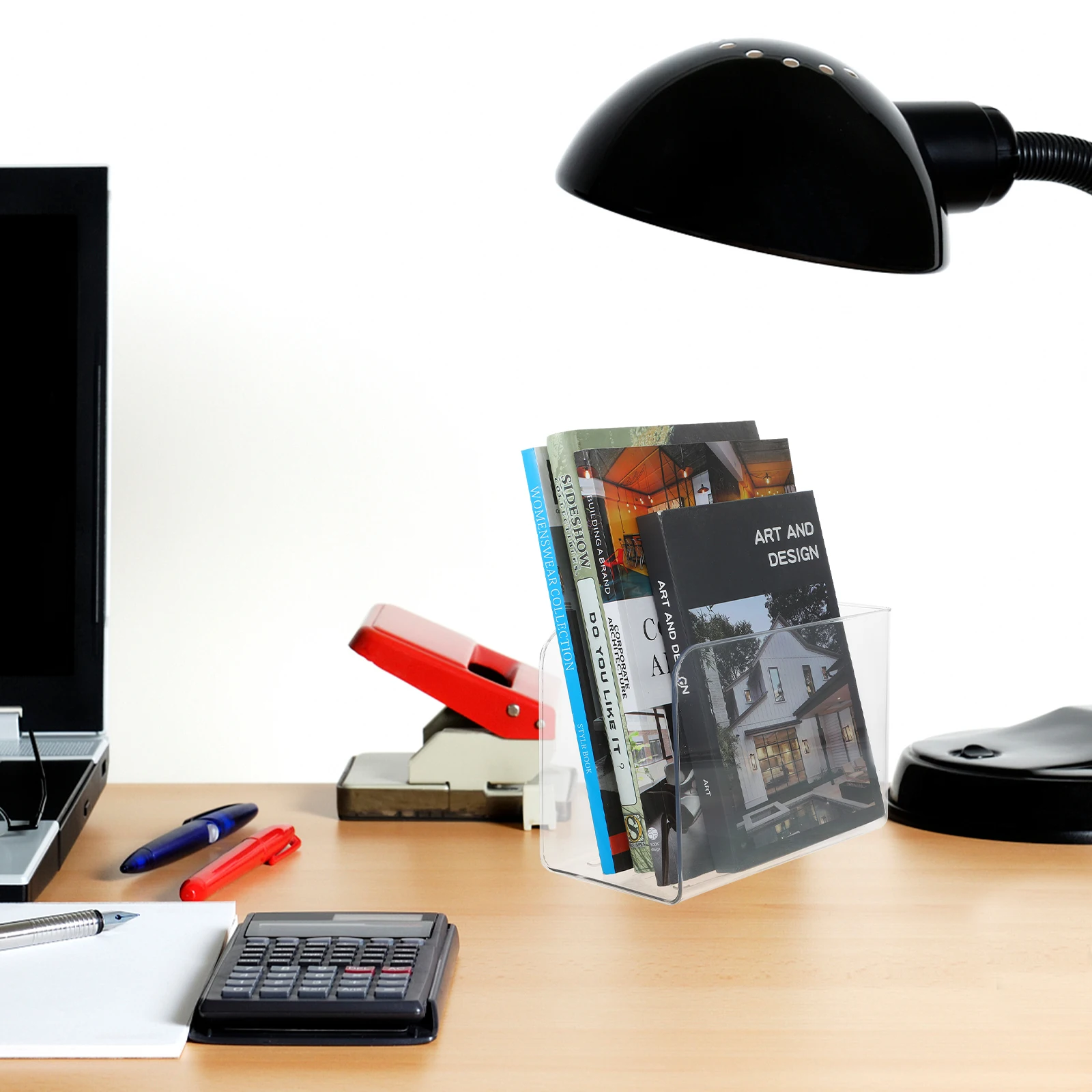 Support de livre Transparent support de serre-livres Vertical en acrylique pour Magazines disques ordinateurs portables organisateur multifonction support de stockage de fichiers