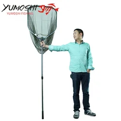 Large Aluminum Alloy Fishing Net Fish Landing Hand Net Foldable Collapsible Telescopic Pole Handle Fishing Tackle 1m-2.25m