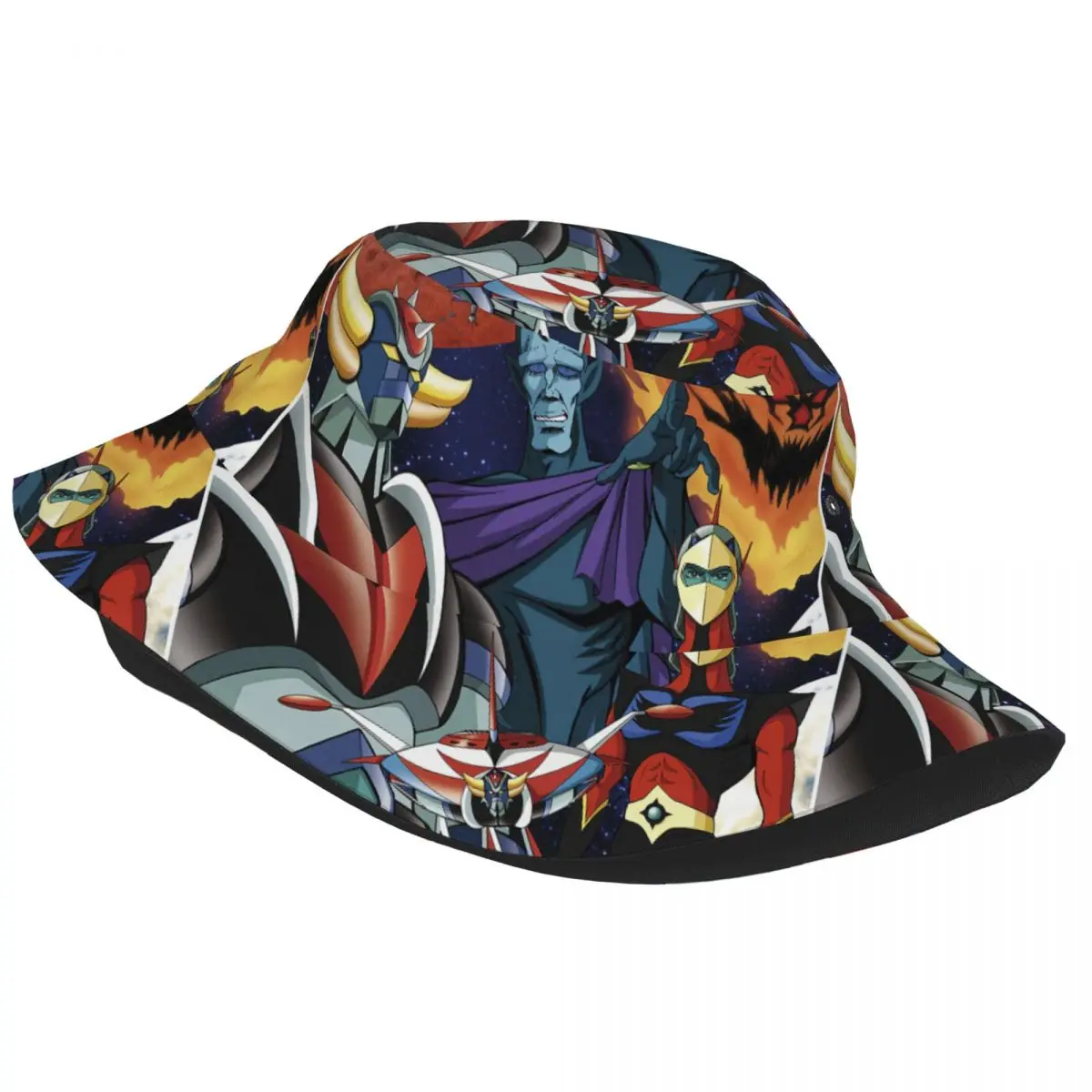 Mazinger Z Anime Goldorak Actarus Bucket Hats Vocation Getaway Headwear Merch UFO Robot Fishing Cap for Outdoor Girl Session Hat image 2