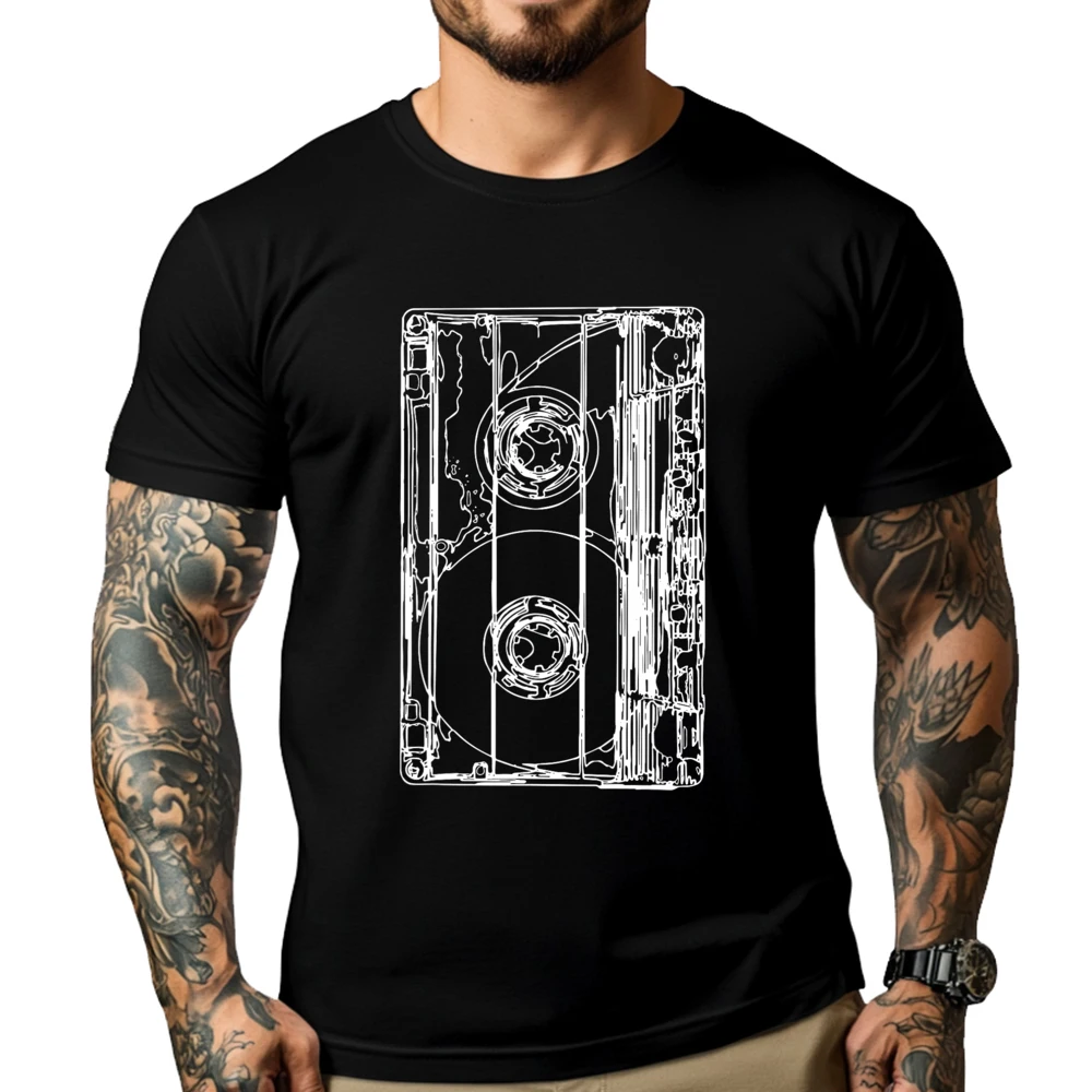 

90s Costume Mixtape Sketch Cassette Tape Graphic T Shirts Men Shirts For Men Vintage Camisetas Hombre