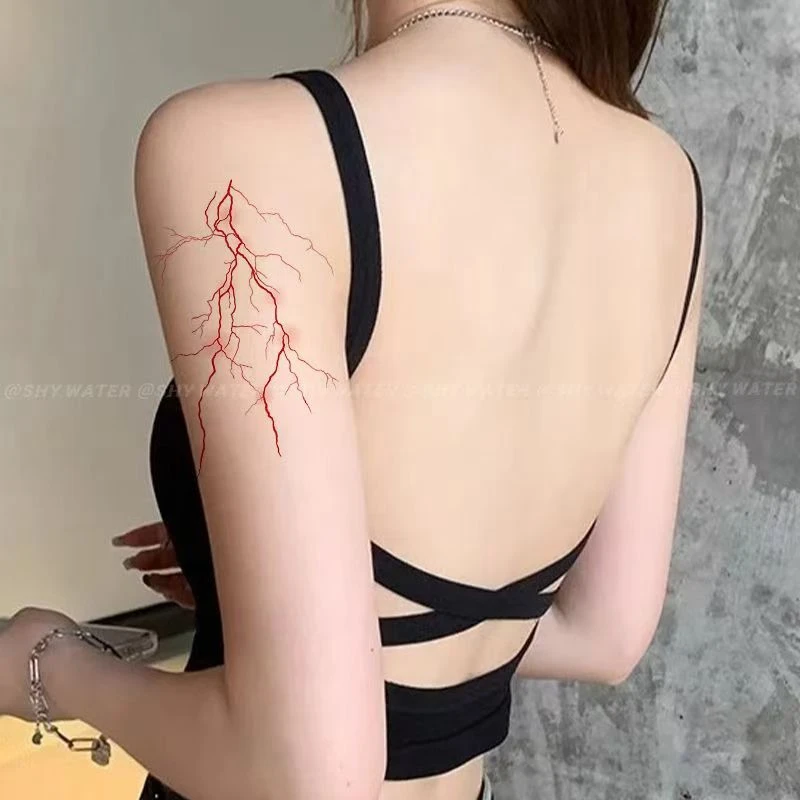 

Personalized Lightning Scars Waterproof Temporary Tattoo Stickers Arm Chest Lasting Fake Tattoo Fashion Cool Women Men Tatuajes