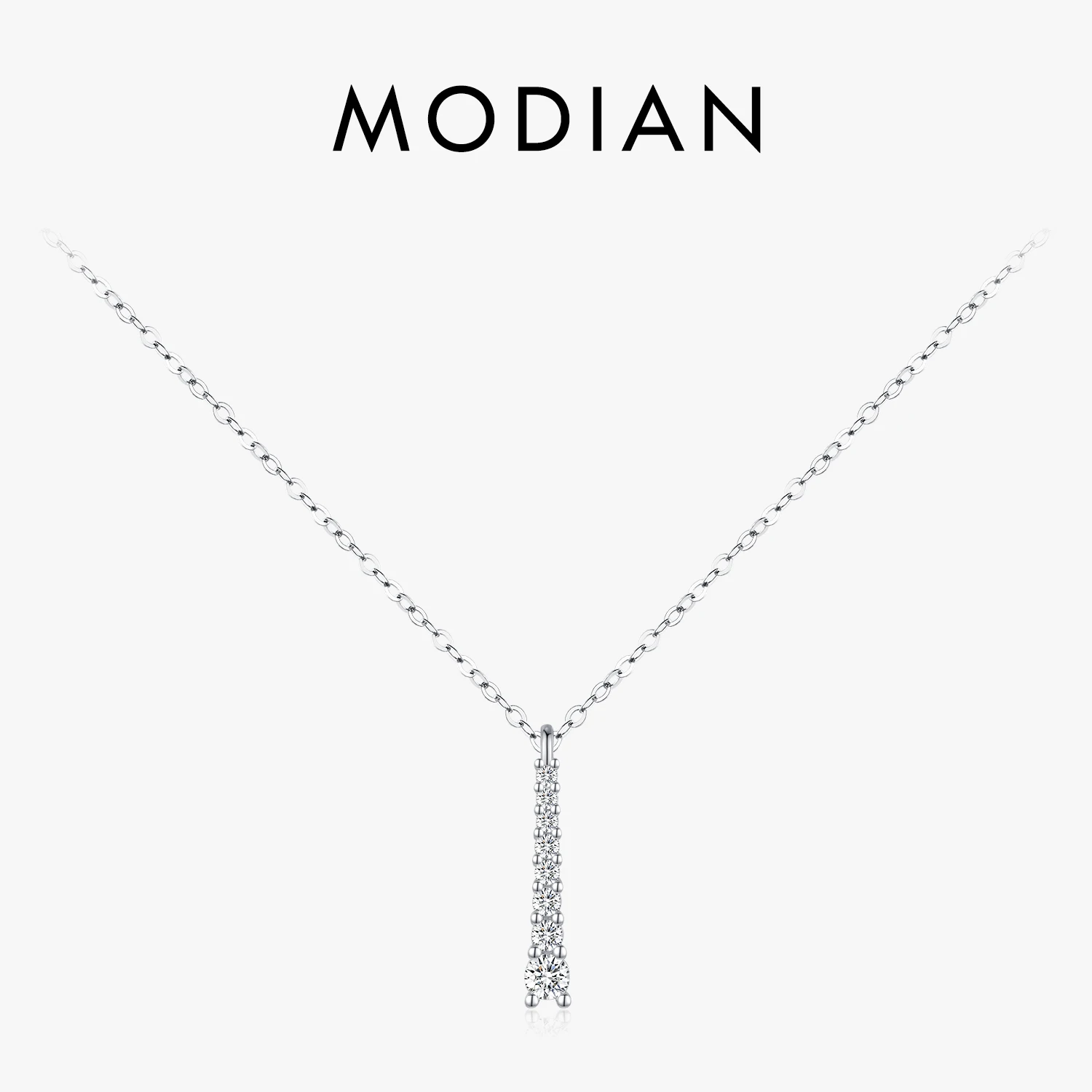 MODIAN Minimalist D Color Moissanite Necklace Prong Setting Lab Diamond For Women 925 Sterling Silver Pendant Necklace Jewelry