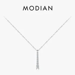 MODIAN Minimalist D Color Moissanite Necklace Prong Setting Lab Diamond For Women 925 Sterling Silver Pendant Necklace Jewelry