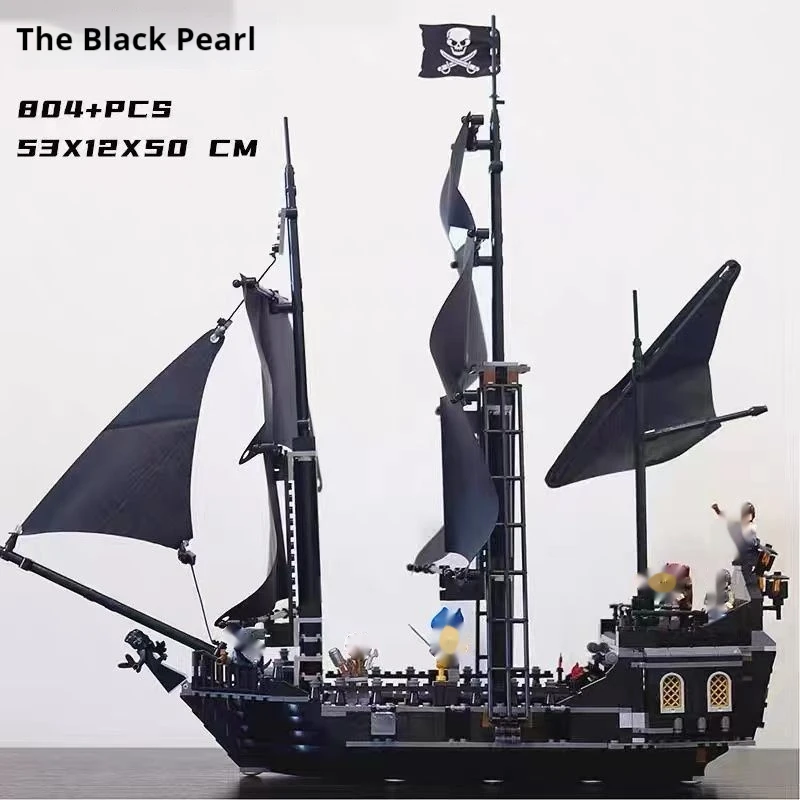 Creative Pirates The Black Pearl Ship Building Blocks Boat Model Caribbean Adventure Assemble 1:1 Bricks Toy Kid Adult Xmas Gift