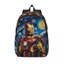 Niestandardowe tapety Iron Man Tła Płócienne plecaki dla kobiet Mężczyźni Wodoodporna torba szkolna z nadrukiem Bookbag