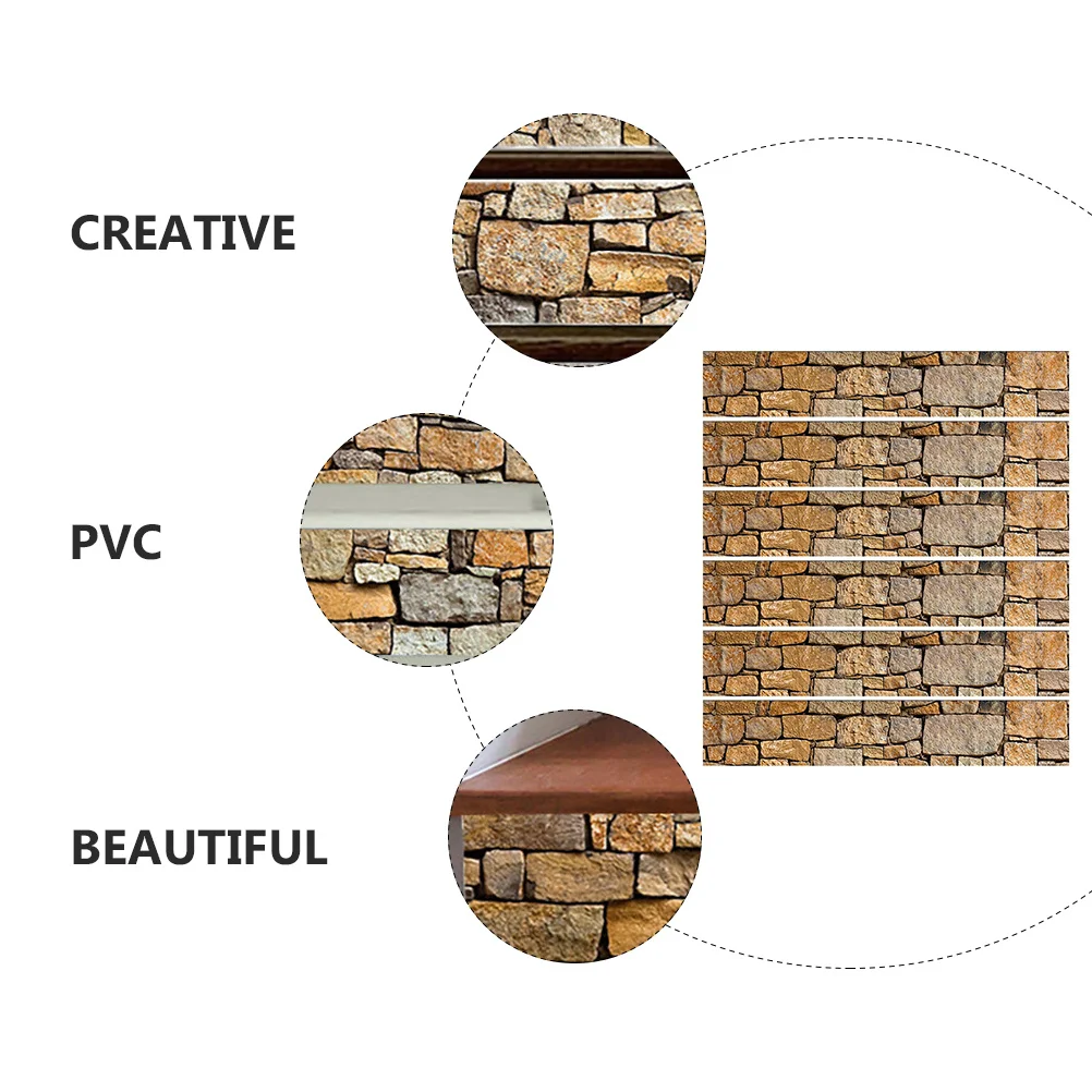

6Pcs PVC Stairs Stickers Waterproof Self-Adhesive Stone Pattern Decals for Home Stair Decor Modern Creative Floor Stair Stickers