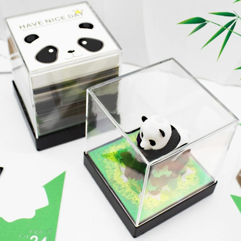 3D Panda calendário com luz, escultura em papel arte, pedaço do tempo, presentes DIY, decoração desktop, 2024