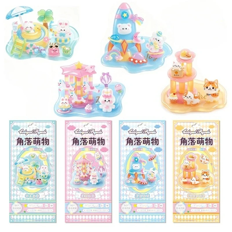 3D Relief Stickers, Cute Corner Stacking Toy, Epoxy Puffy Sticker, DIY Craft Decoration, Kids Educational Reward, Mini Ornament