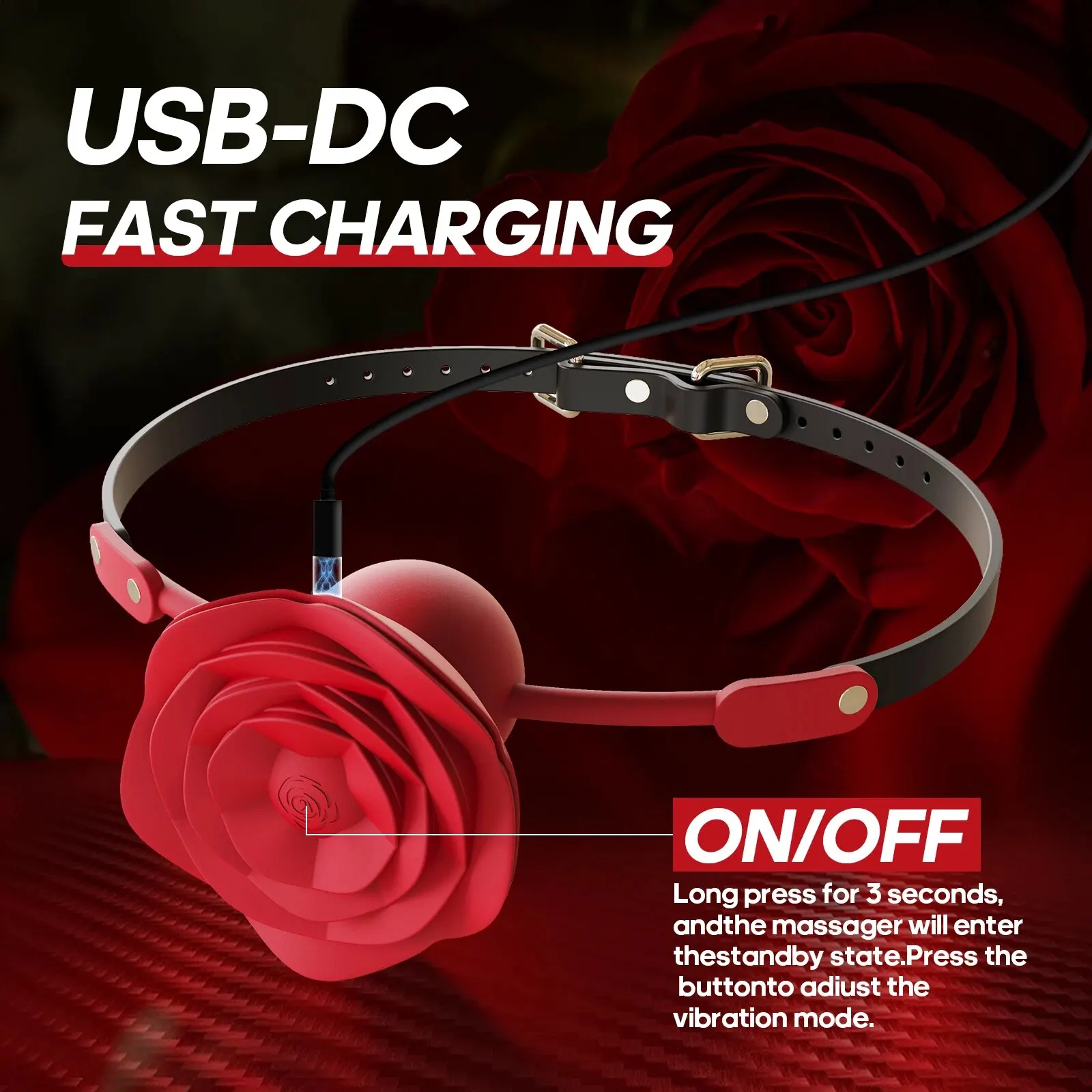 2 in 1 Vibrating Nipple Toys With Detachable Rose Mouth Gag Portable Size Nipple Clamps Stimulator Sex Toys for Women Couples