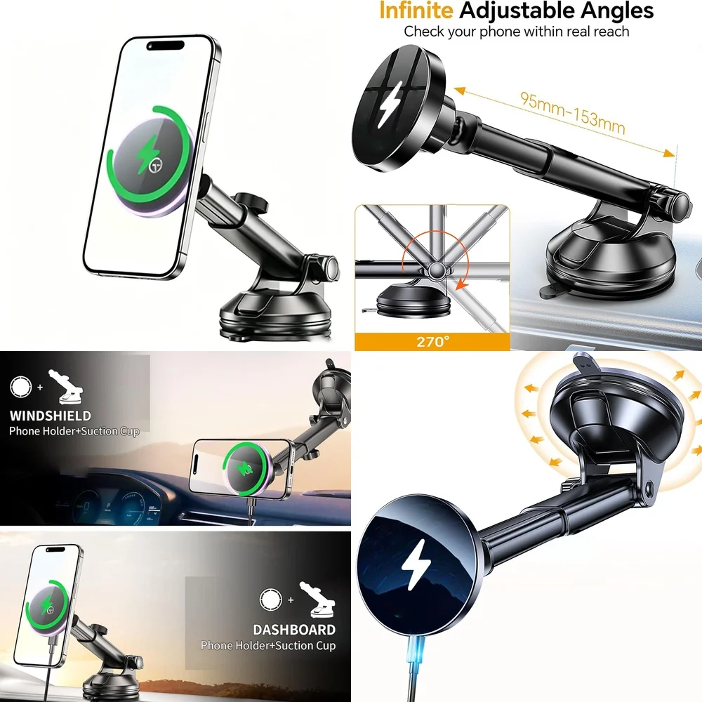Electronic Accessories Trending Product Wireless Car Charger Dashboard Magnetic Car Phone Holder Consumer Electronics Adapters