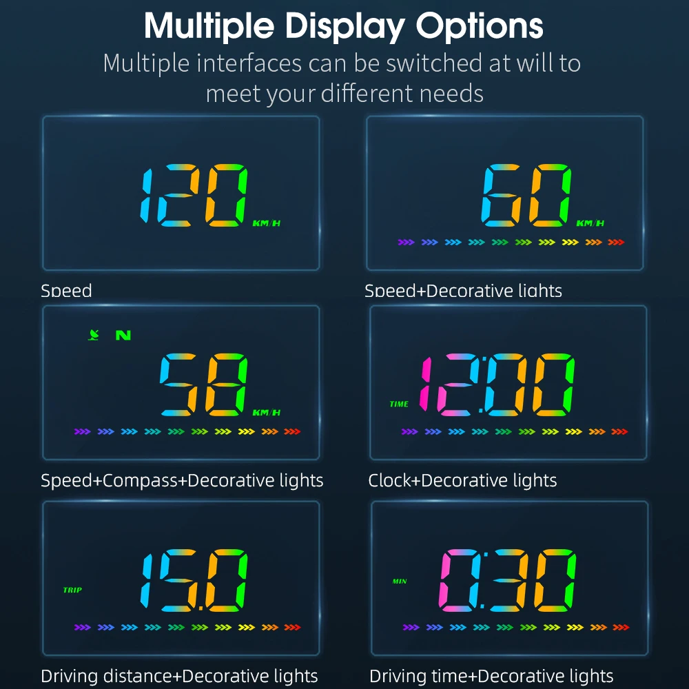 Hud Head Up Display GPS velocímetro Digital para coche medidor de velocidad para proyección de parabrisas de coche pantalla colorida brújula Universal