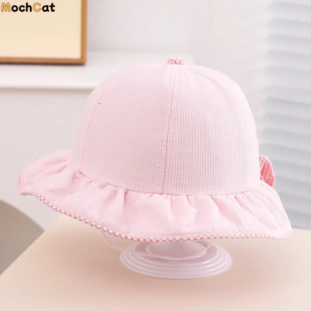 

Spring UV Protection Children Sun Visor Hat Bow Wide Brim Kids Bucket Cap Cotton Baby Fisherman Hat Outdoor