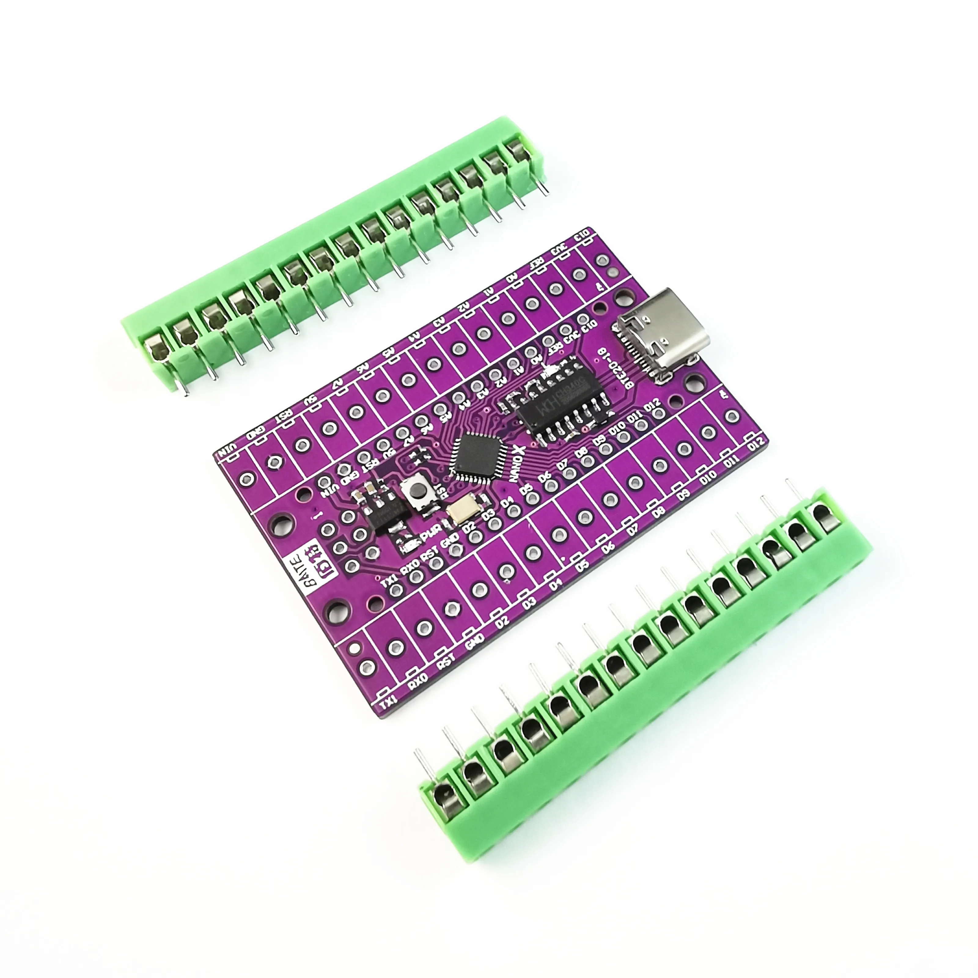 NANO X ATMEGA168P-MU QFN32 5V 16Mhz Type-C USB CH340C SOP16 Compatible with the Original+Terminal Adapter Expansion Board 2 in 1